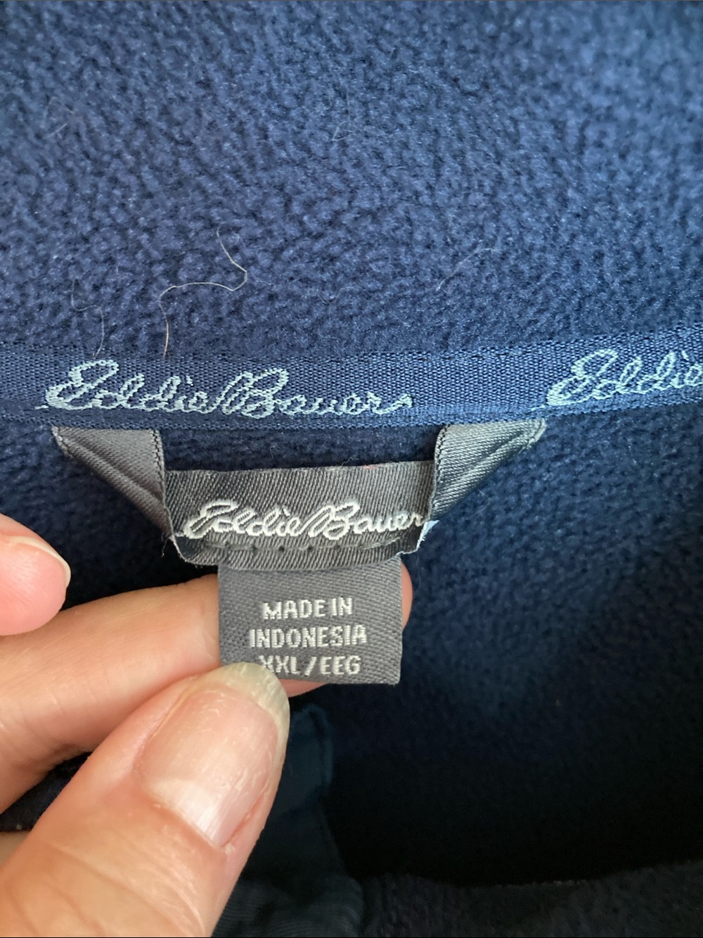 Eddie Bauer Gray Heather Fleece Crewneck Pullover with Blue Trim, Men’s Size XXL - Picture 4 of 8